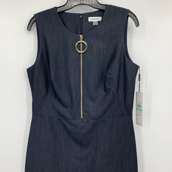 Calvin Klein Dark Denim Wash Dress w/ Zipper - Picture 2 of 13